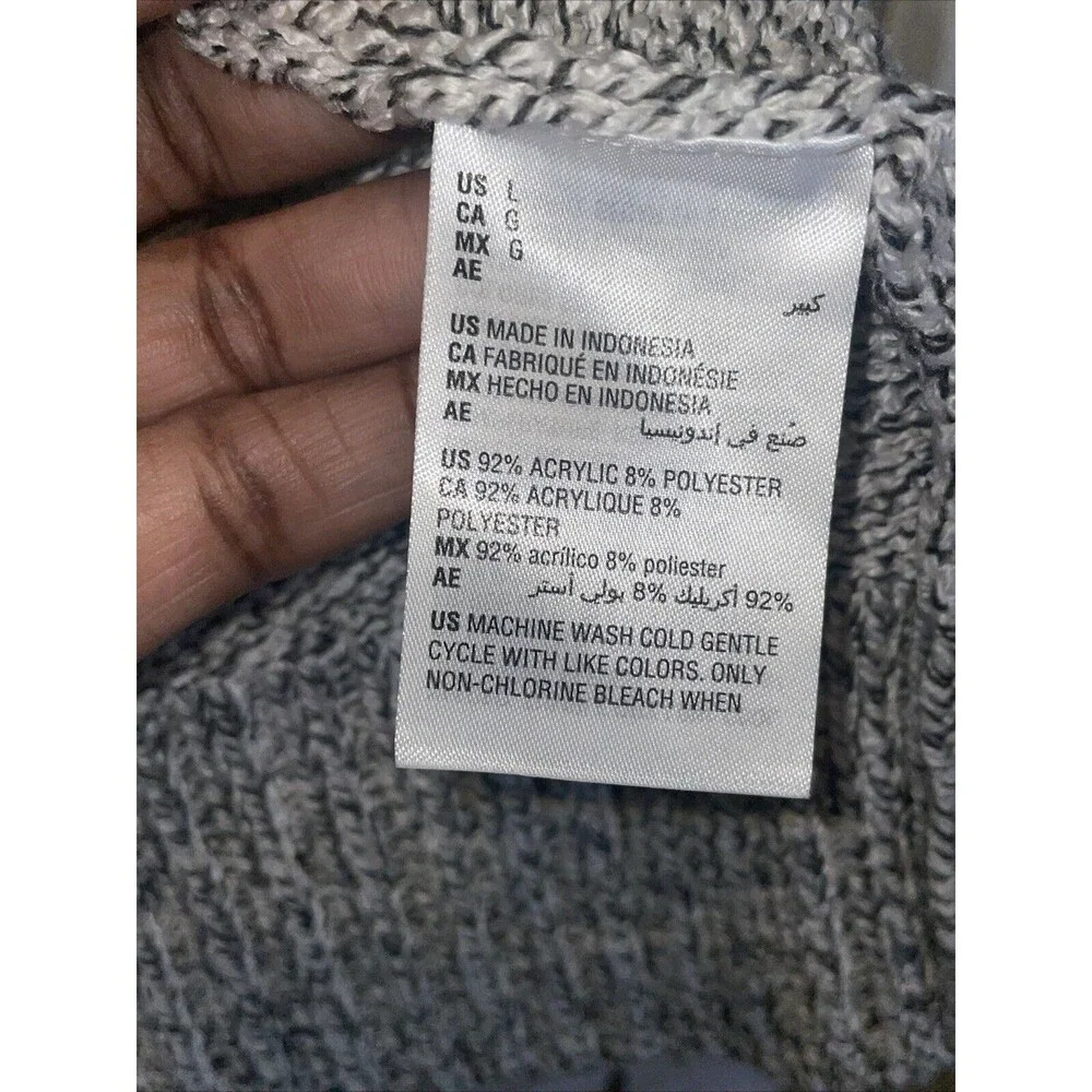 Karen Scott Woman's Minimalist Tight Knit Full Zip Sweater Light Gray Size L - Picture 6 of 7